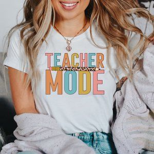 Teacher Mode Graphic T-shirt Teacher Appreciation Tee Colorful Teacher Shirt